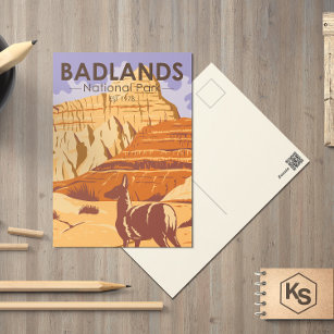 Badlands National Park South Dakota Vintag Postkarte
