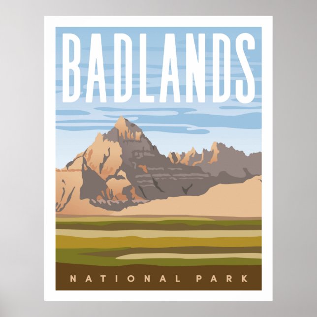 Badlands National Park Travel Poster Print (Vorne)