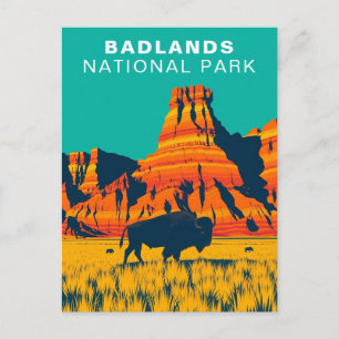 Badlands National Park USA South Dakota Buffalo Postkarte