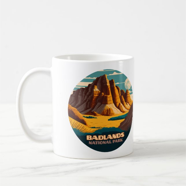 Badlands Nationalpark Berge Retro Kaffeetasse (Links)