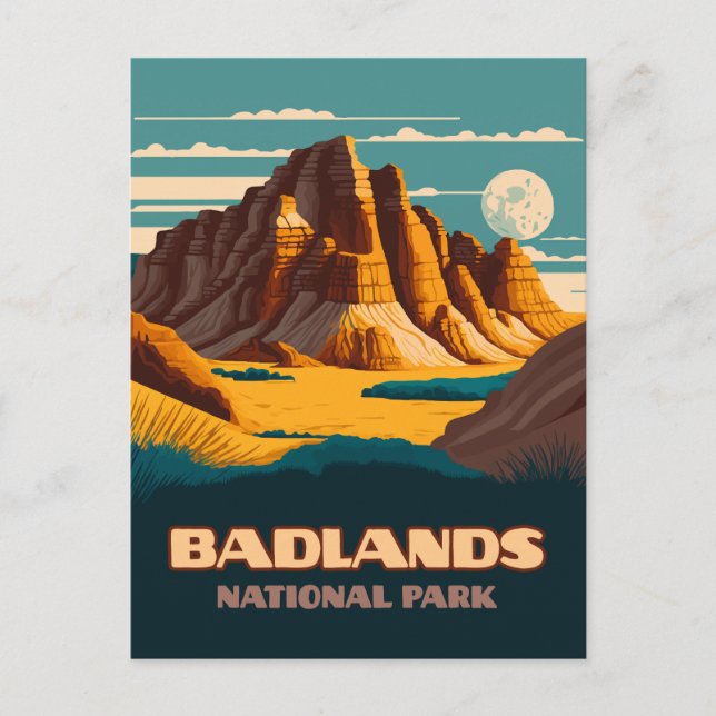 Badlands Nationalpark Berge Retro Postkarte (Vorderseite)