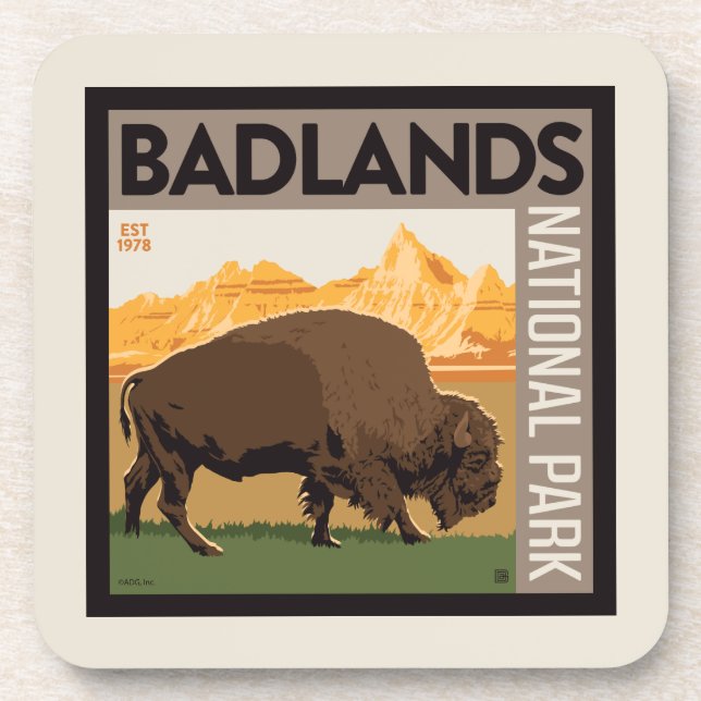 Badlands-Nationalpark | Buffalo Getränkeuntersetzer (Vorderseite)