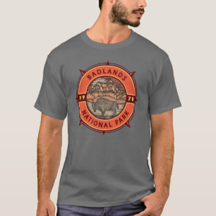 Badlands Nationalpark Buffalo Retro Kompass T-Shirt