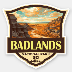 Badlands Nationalpark Illustration Retro Aufkleber
