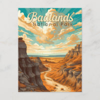 Badlands Nationalpark Illustration Retro