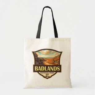 Badlands Nationalpark Illustration Retro Tragetasche
