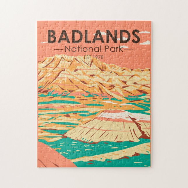 Badlands Nationalpark Landschaft Vintag  Puzzle (Vertikal)