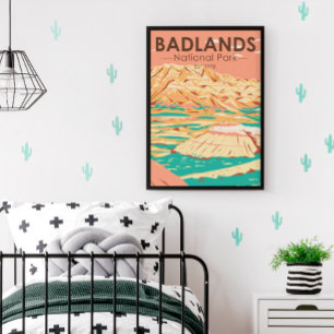 Badlands Nationalpark Landschaft Vintage Poster