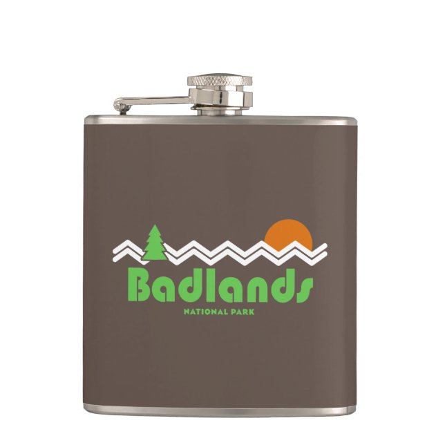 Badlands Nationalpark Retro Flachmann (Vorderseite)