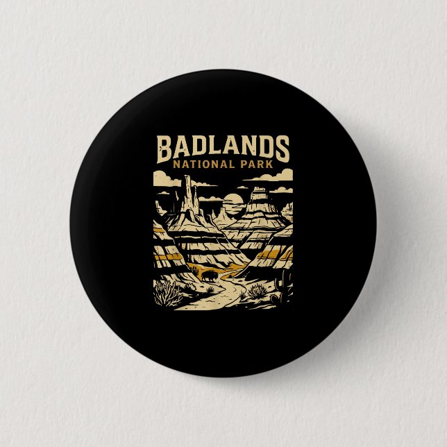 Badlands Nationalpark vintage retro Abenteuer Button (Vorderseite)