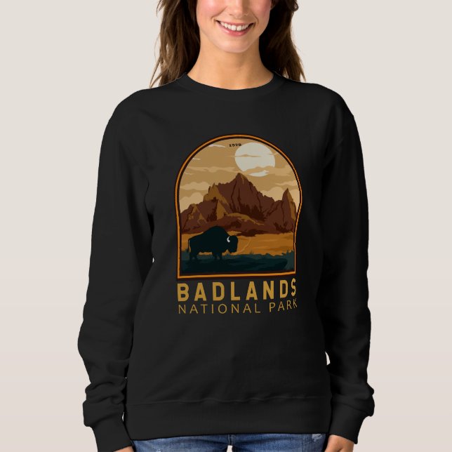 Badlands Nationalpark Vintages Emblem Sweatshirt (Vorderseite)