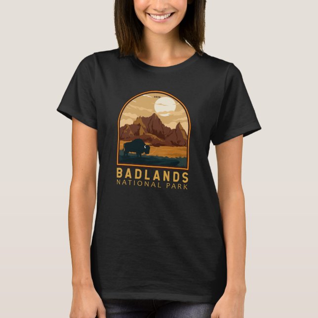 Badlands Nationalpark Vintages Emblem T-Shirt (Vorderseite)