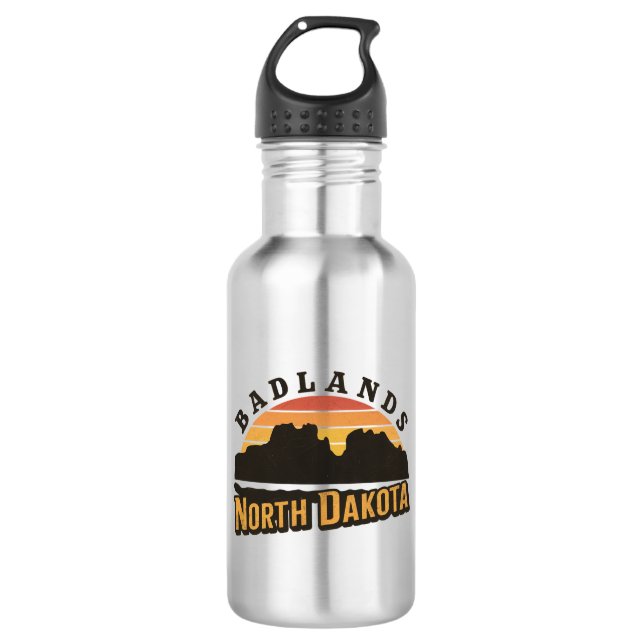 Badlands North Dakota Retro Edelstahlflasche (Vorderseite)
