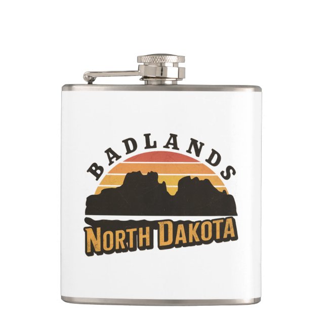 Badlands North Dakota Retro Flachmann (Vorderseite)