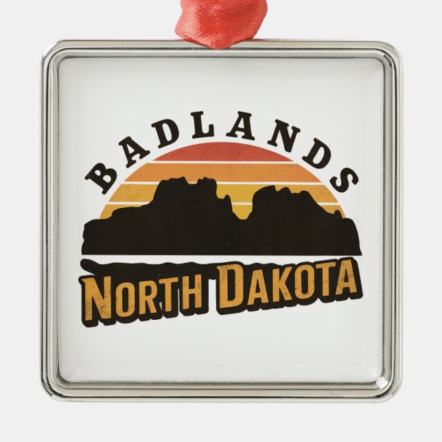 Badlands North Dakota Retro Ornament Aus Metall (Vorne)
