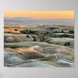 Badlands Sunset Dakota Landschaft Poster