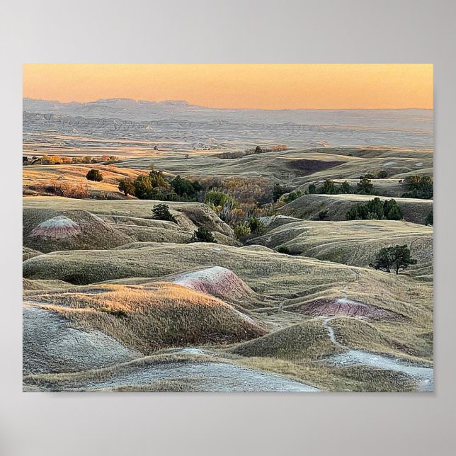 Badlands Sunset Dakota Landschaft Poster (Vorne)