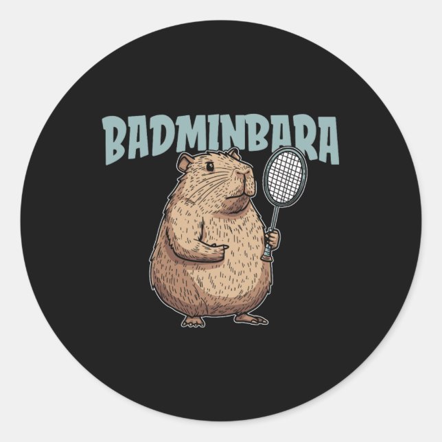 Badminbara Shuttle Racquet - Team Badminton Capyba Runder Aufkleber (Vorderseite)