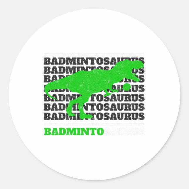 Badminto Saurus Rex Birdie Shuttle Dino Badminton Runder Aufkleber (Vorderseite)