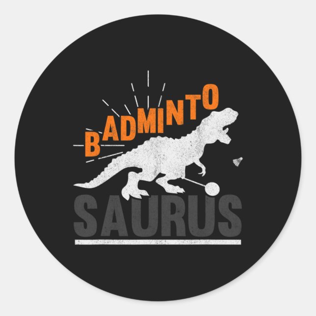Badminto Saurus Rex Birdie Shuttle Dinosaur Badmin Runder Aufkleber (Vorderseite)