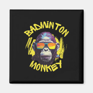 Badminton-Affe mit Racquet Shuttle-Jungle Sport Magnet