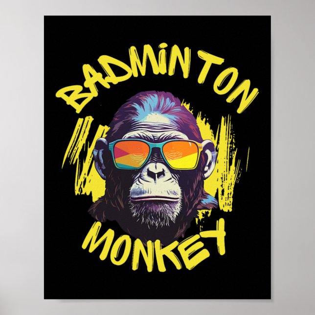 Badminton-Affe mit Racquet Shuttle-Jungle Sport Poster (Vorne)