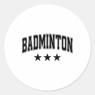 Badminton All Black Stars Clic Retro Varsity Text  Runder Aufkleber