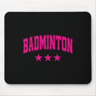 Badminton All Pink Stars Clic Retro Varsity Text  Mousepad