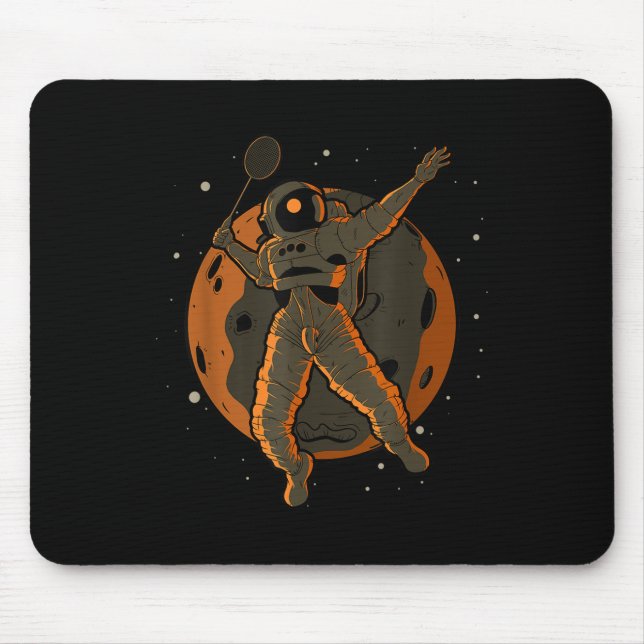 Badminton Astronaut Weltraum Raumfahrer  Mousepad (Vorne)