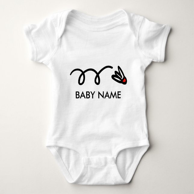 Badminton-Babyoutfit mit personalisiertem Namen Baby Strampler (Vorderseite)