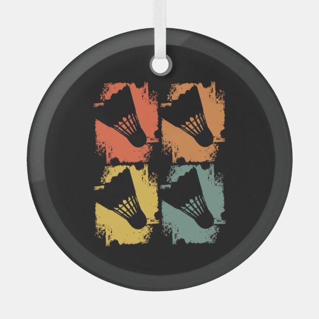 Badminton - Badminton Ball Retro Ornament Aus Glas (Vorderseite)