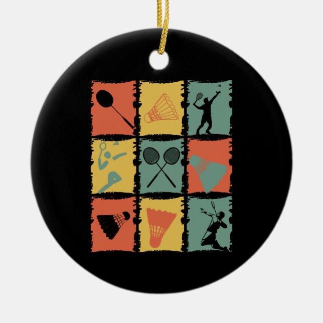 Badminton Badminton Player Retro Keramik Ornament (Vorne)