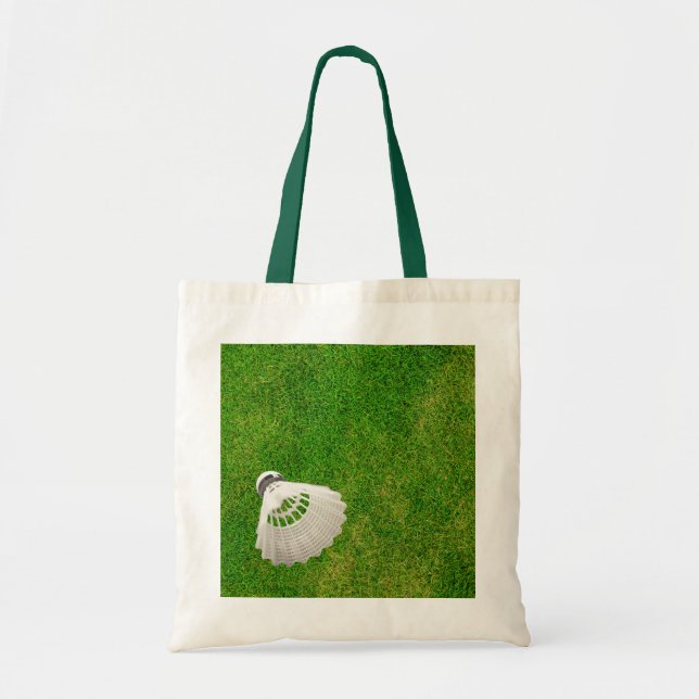 Badminton Birdie auf der Green Grass Tote Bag Tragetasche (Vorne)