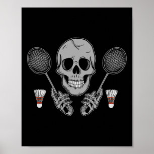 Badminton Birdie Spaß Fan Skeleton Horror Hallowe Poster