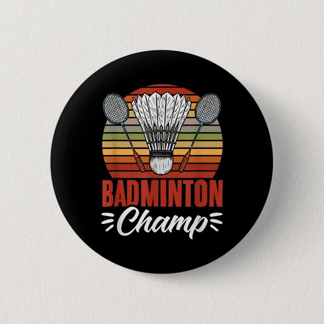 Badminton-Champ-Schläger-Shuttle-Vintage-Badminton Button (Vorderseite)