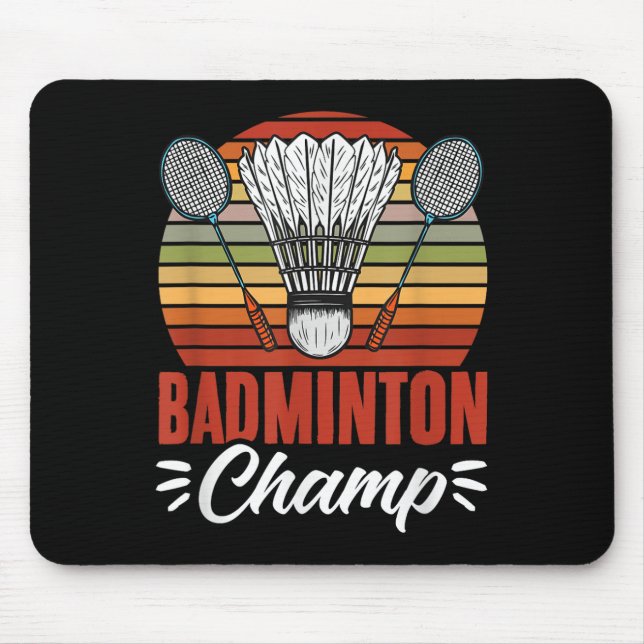 Badminton-Champ-Schläger-Shuttle-Vintage-Badminton Mousepad (Vorne)