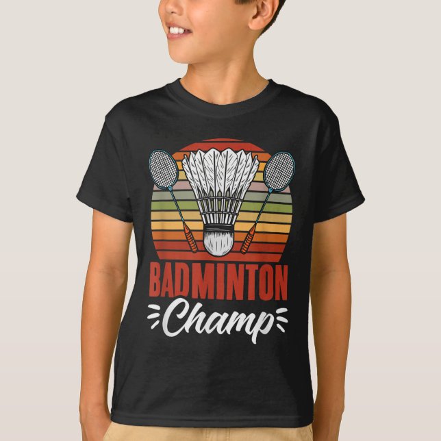 Badminton-Champ-Schläger-Shuttle-Vintage-Badminton T-Shirt (Vorderseite)