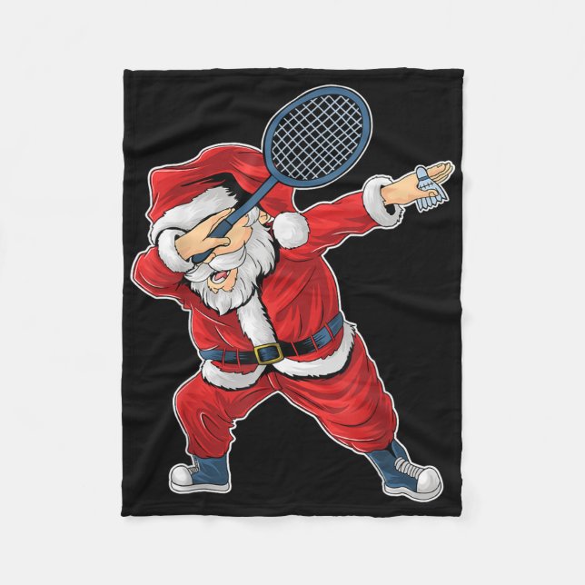 Badminton Christmas Dabbing Santa Claus With Shutt Fleecedecke (Vorderseite)