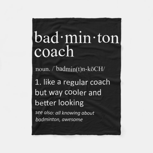 Badminton Coach Funny Dictionary Definition Coache Fleecedecke (Vorderseite)