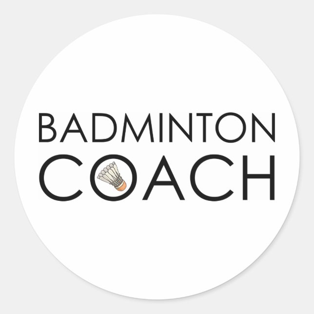 Badminton Coach Runder Aufkleber (Vorderseite)