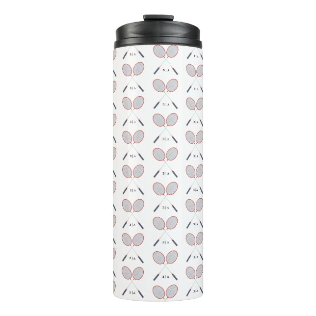 Badminton Custom Monogram Stainless Steel Thermosbecher (Vorderseite)