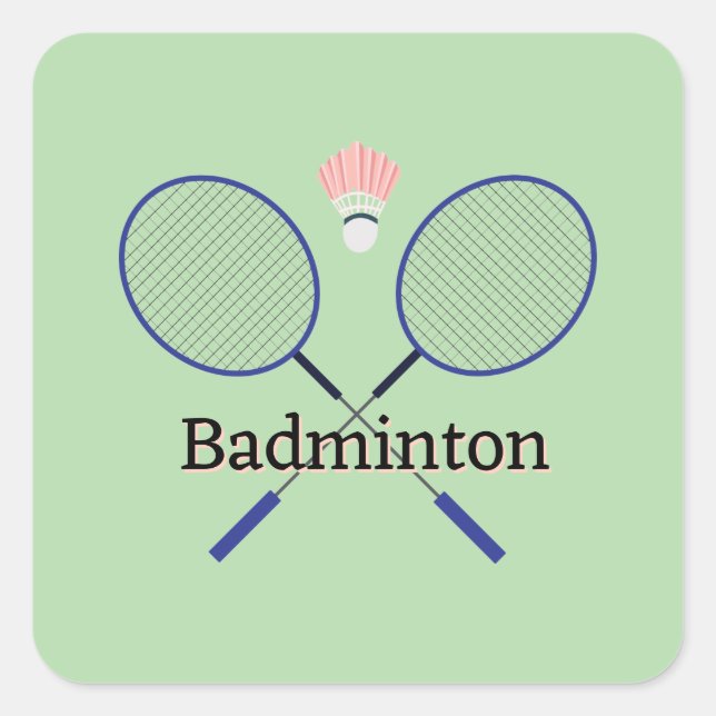 Badminton Design Quadratischer Aufkleber (Vorderseite)