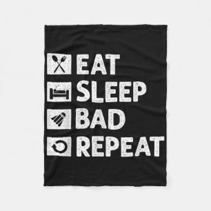Badminton Eat Sleep Wiederholung Funny Shuttle Mem Fleecedecke