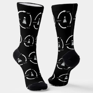 Badminton Eat Sleep Wiederholung Sportfan Sprichwo Socken