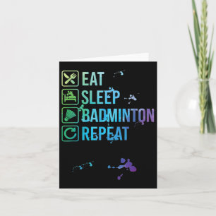 Badminton Eat Sleep Wiederholung Wasserfarbengesch Karte