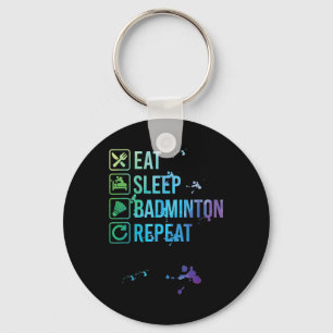 Badminton Eat Sleep Wiederholung Wasserfarbengesch Schlüsselanhänger