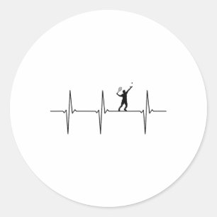 Badminton Ecg Heartbeat Pulsfrequenz 1 Runder Aufkleber