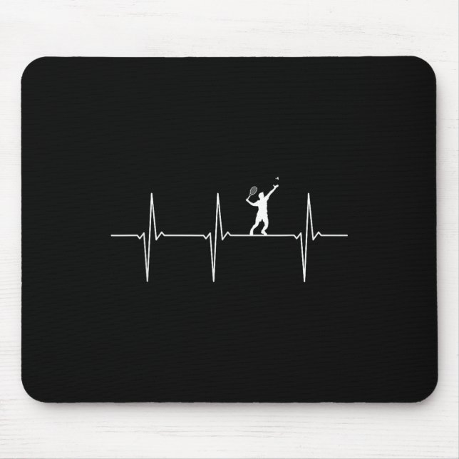 Badminton Ecg Heartbeat Pulsfrequenz Mousepad (Vorne)