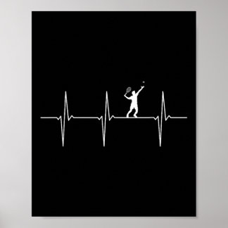 Badminton Ecg Heartbeat Pulsfrequenz Poster