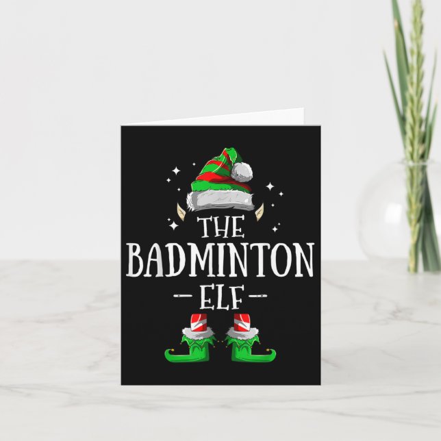 Badminton Elf Matching Family Group Weihnachten Karte (Vorderseite)